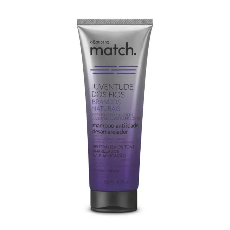 Shampoo Anti-Idade Desamarelador Match Juventude dos Fios Brancos Naturais – O Boticário
